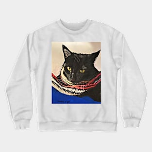 Black Cat with Scarf Crewneck Sweatshirt